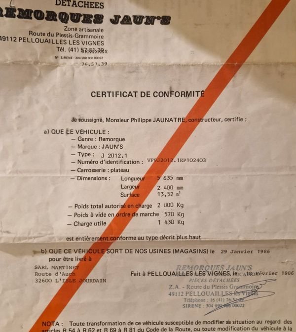 Remorque double essieux Jaun’s 3