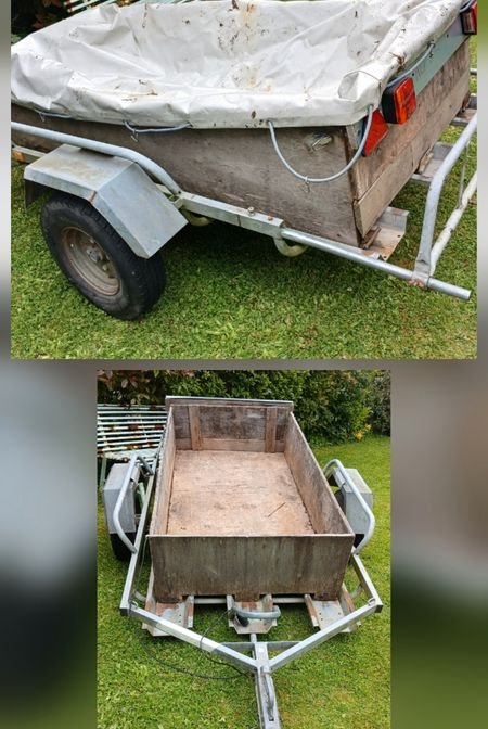 Remorque moto avec caisson amovible et bâche – remorque de transport