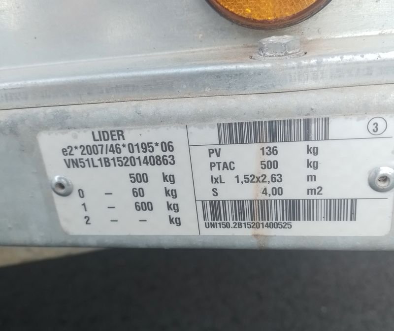 Remorque LIDER SENTAR " uni 150 " 3