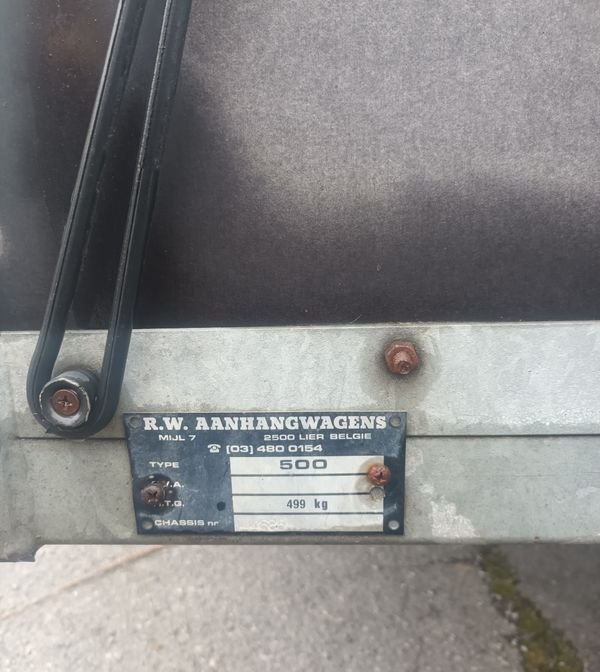 Remorque 3 Mètres intérieur permis B. -R.W. Aanhangwa 3