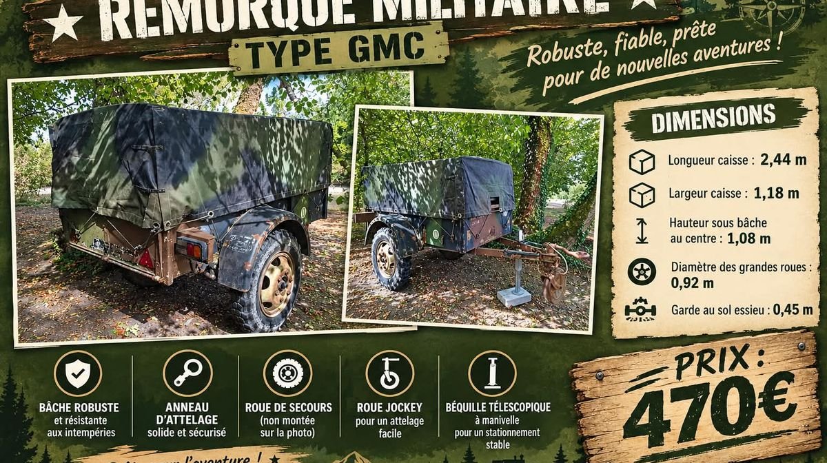 Remorque miltaire 1 t