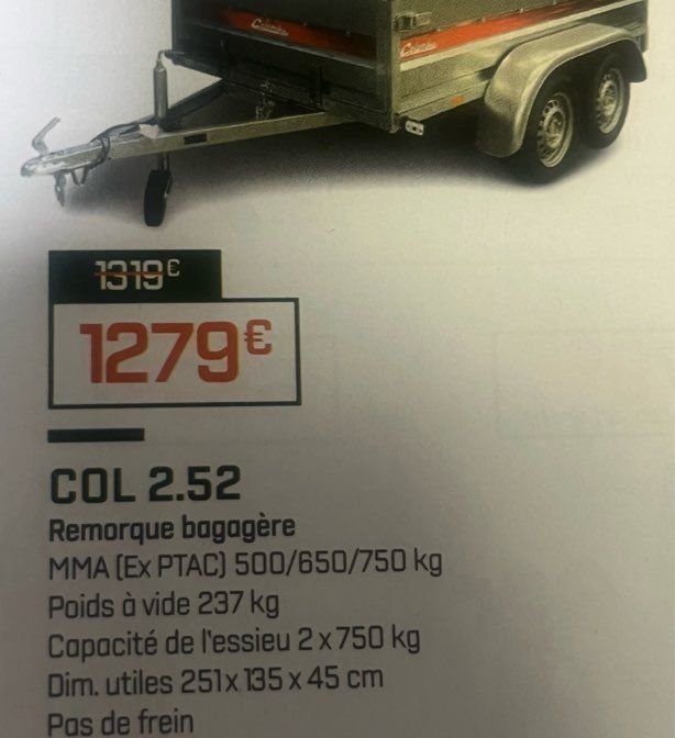 Remorque simple essieux