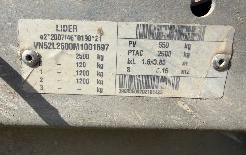 Remorque LIDER benne électrique 2,5T 2