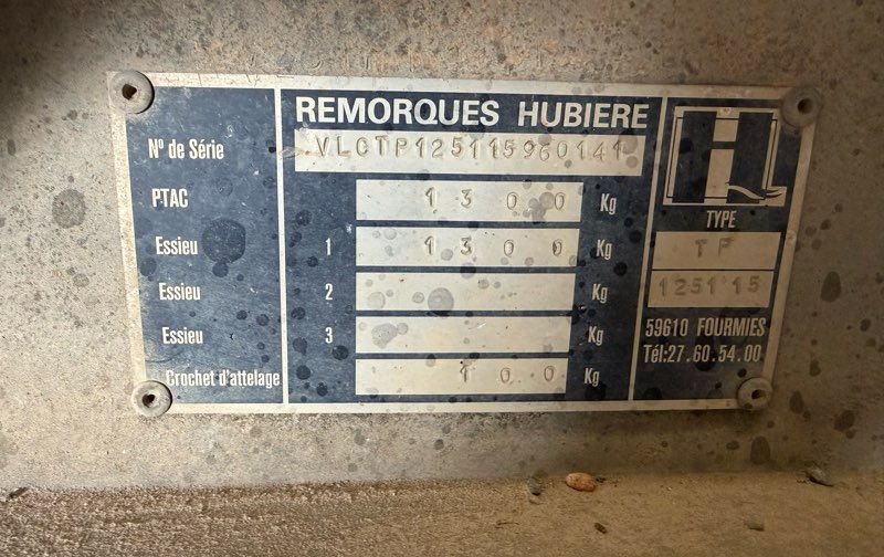 Remorque plateau HUBIÈRE — PTAC 1300 kg 3