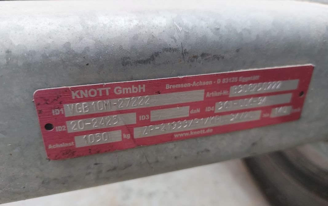 Châssis remorque homologable KNOTT 1050kgs 2