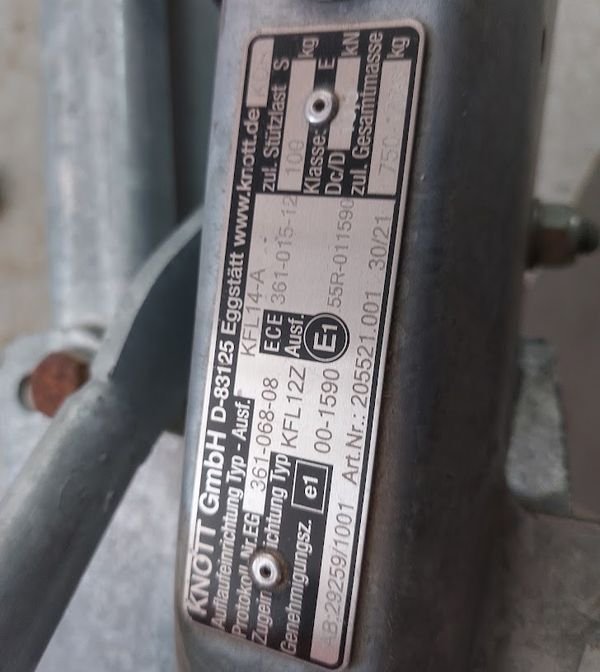 Châssis remorque homologable KNOTT 1050kgs 3