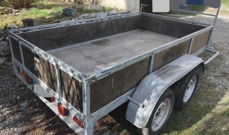 Remorque double essieux 253 x 140 PTAC 750kg