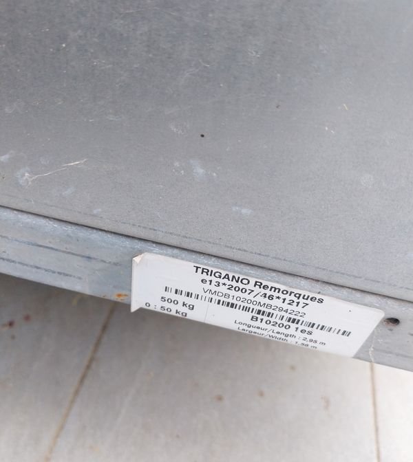 Remorque 500kg, rehausse, bâche et rampes inclus