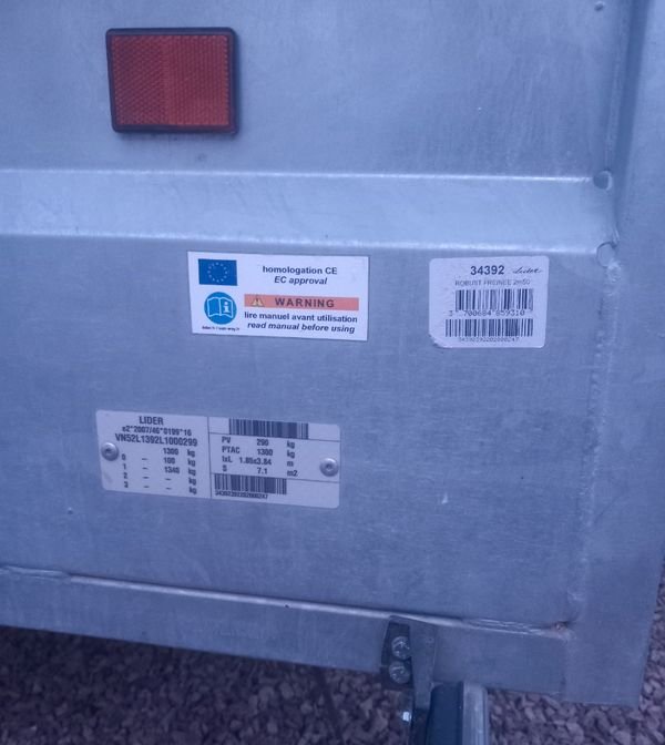 Remorque Lider Robust 1300kg freinée 3