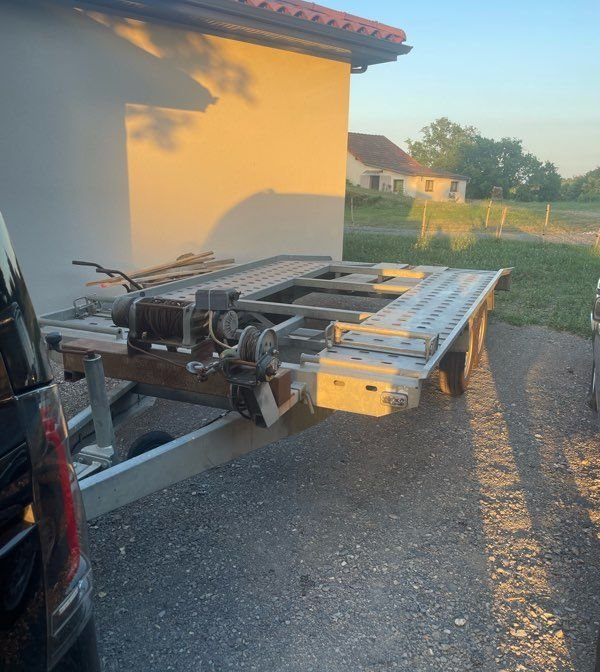 Remorque porte voiture porte engins treuil électrique treuil manuel 2
