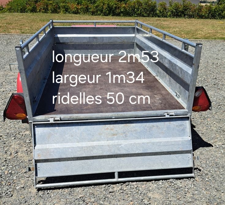 Remorque LIDER robust 2m53x134x50 double essieux 3