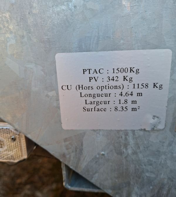 Remorque plateau 1t500 3