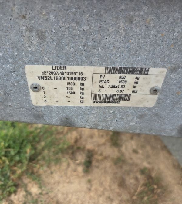 Remorque lider 1500 kilo 3