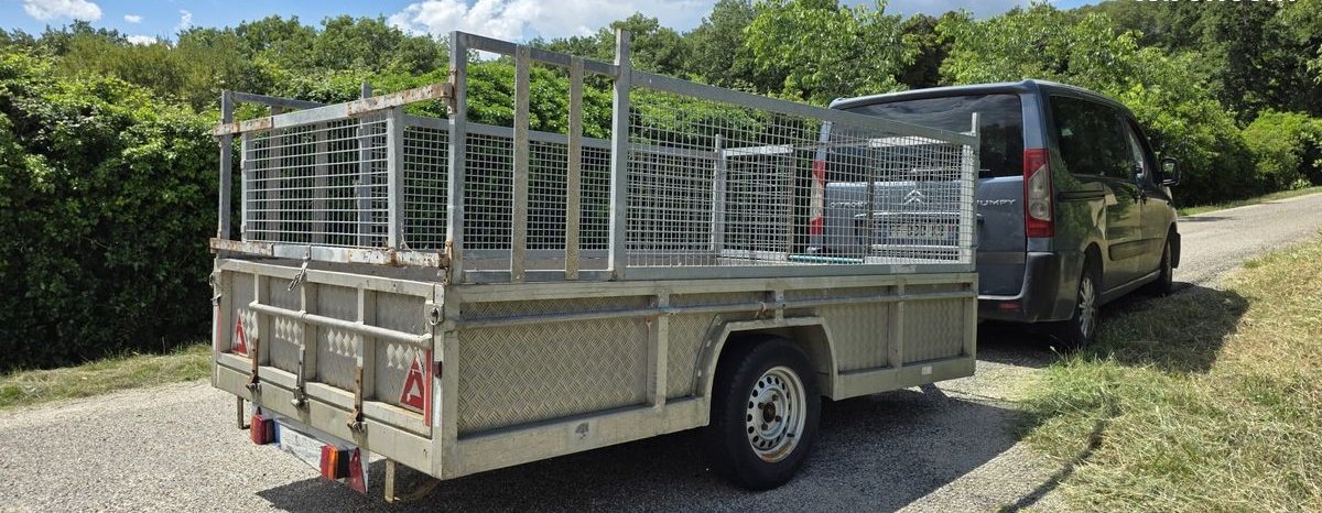 Remorque 3m15 x 1m80 PTAC 1000kg avec rehausses de 70cm