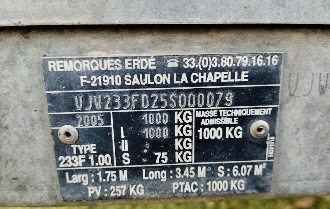 Remorque Herdé Freiné 1000KG 3