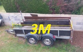 Remorque 2 essieux freinee / 1Mx3M tres solide
