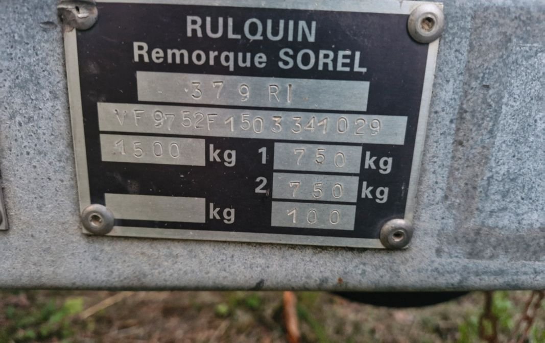 Remorque sorrel 1500kg 2