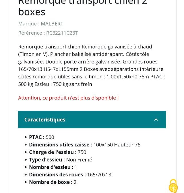 Remorque Transport Chiens > 2 Boxes + Accessoires divers 2